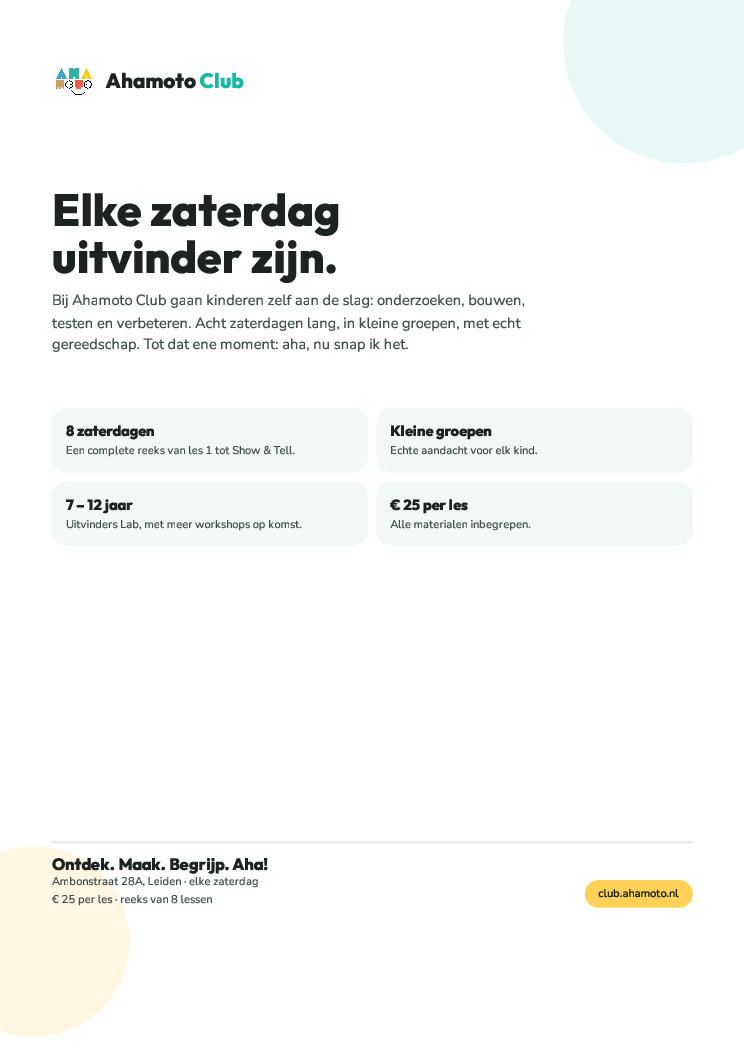 Voorbeeld van Flyer voor ouders