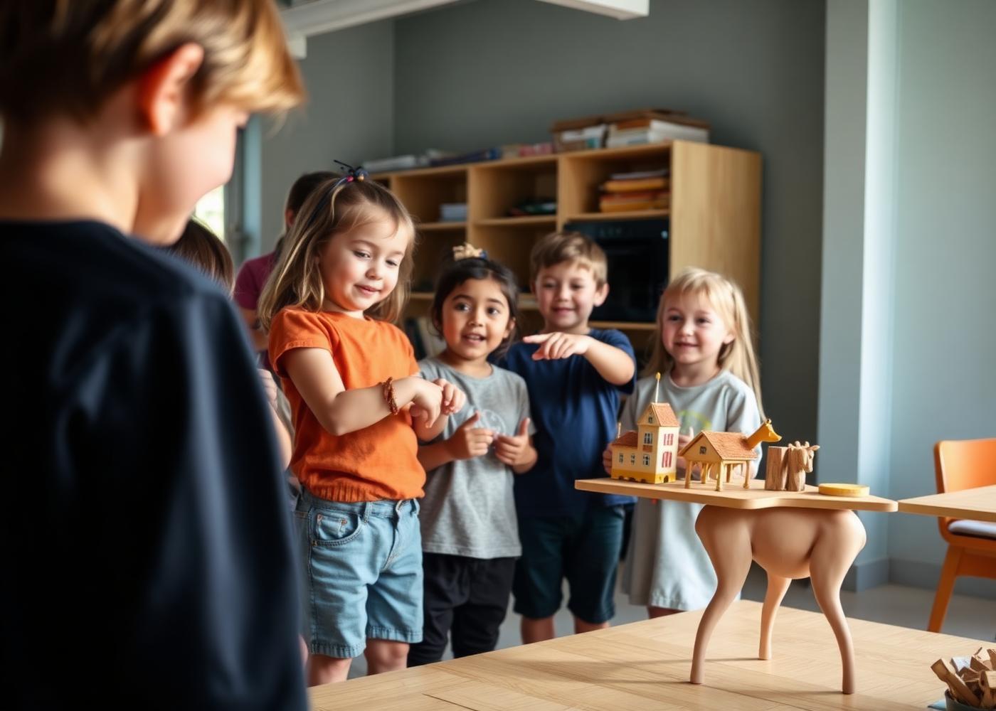 Kinderen laten hun project aan elkaar zien